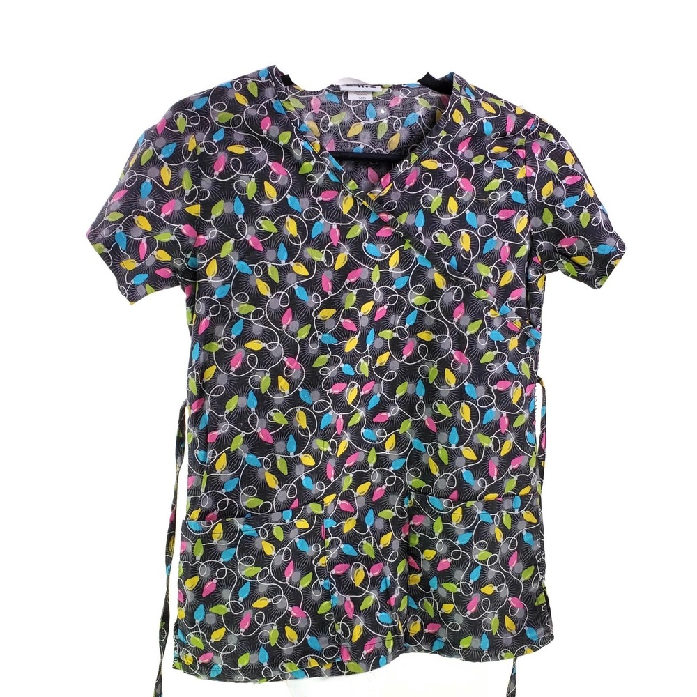Vlife Christmas Light Strings XS Scrub Top‎